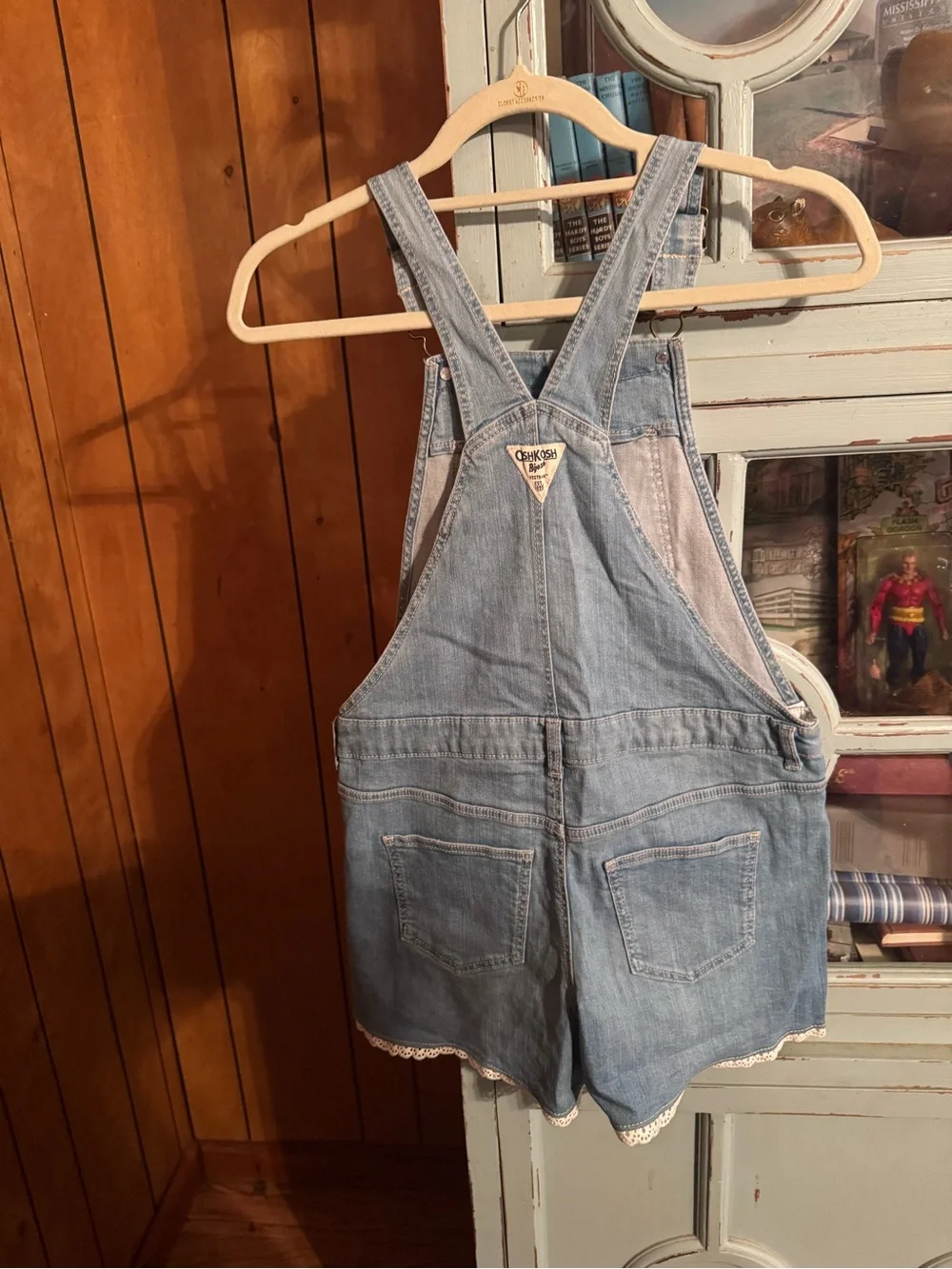Girls OshKosh B'gosh Light Blue Denim Skort Overalls with Lace Size 12 / 12A
